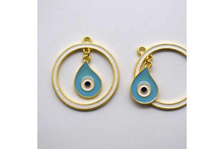 5τεμ Μεταλλικά Μάτια Σταγόνα σε Κύκλο 30mm με Σμάλτο MI-019 5τεμ Μεταλλικά Μάτια Σταγόνα σε Κύκλο 30mm με Σμάλτο MI-019