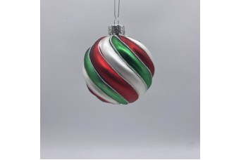 ΜΠΑΛΑ ΓΥΑΛΙΝΗ 3 SWIRLS 8CM RED/GREEN/WHITE CD-B-24708