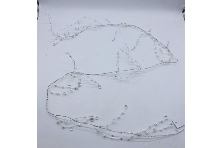 ΤΕΧΝΗΤΗ ΓΙΡΛΑΝΤΑ CRYSTALS/PEARLS 150CM SILVER CD-CB-25395