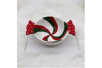 ΚΕΡΑΜΙΚΗ ΠΙΑΤΕΛΑ CANDY BOWL 17*5CM RED/WHITE/GREEN CD-CC-SY11B013