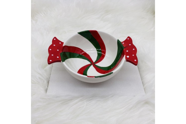 ΚΕΡΑΜΙΚΗ ΠΙΑΤΕΛΑ CANDY BOWL 17*5CM RED/WHITE/GREEN CD-CC-SY11B013