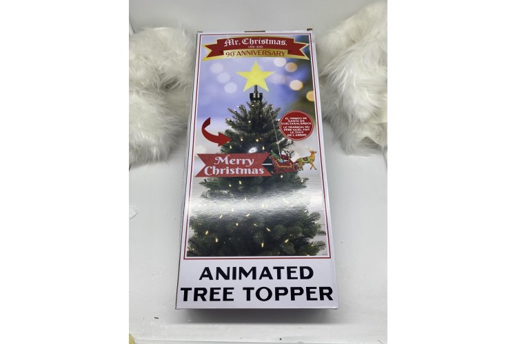 ANIMATED TREE TOPPER SANTA'S SLEIGH 47.5*60*61CM DANCING/LIGHT/MUSIC DC CD-LM-23