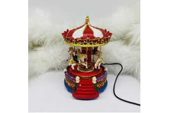 ANIMATED SMALL CAROUSEL 15*16.5*22CM MOVEMENT/LIGHT/MUSIC 3*AA/USB CD-LM-FQ22011