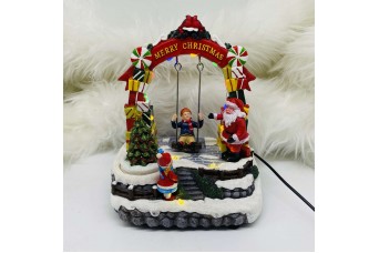 ANIMATED SANTA'S SWING 19*13.5*22CM MOVEMENT/LIGHT/MUSIC 3*AA/USB CD-LM-FQ23018