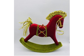 VELVET ROCKING HORSE 37*7.5*37CM RED/GREEN CD-OB-103065