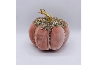 VELVET PUMPKIN BEADS/CRYSTALS 20*15CM PINK CD-OB-21228