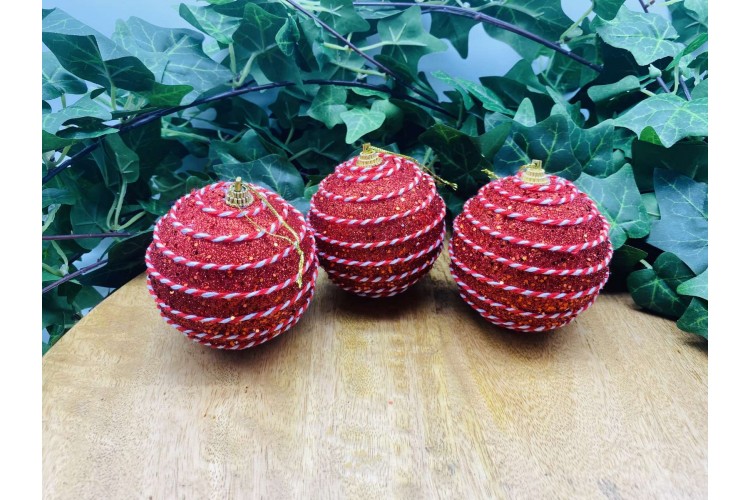 ΜΠΑΛΕΣ FOAM CANDY CANE S/3 D.8CM RED CD22-220408