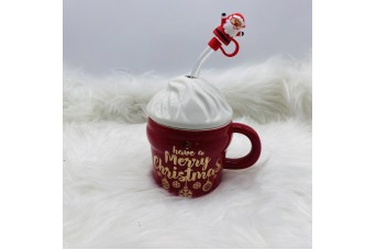 ΚΟΥΠΑ ΜΕ ΚΑΠΑΚΙ CUPCAKE/ΚΑΛΑΜΑΚΙ SANTA 350ML RED/WHITE CD23-DF1102