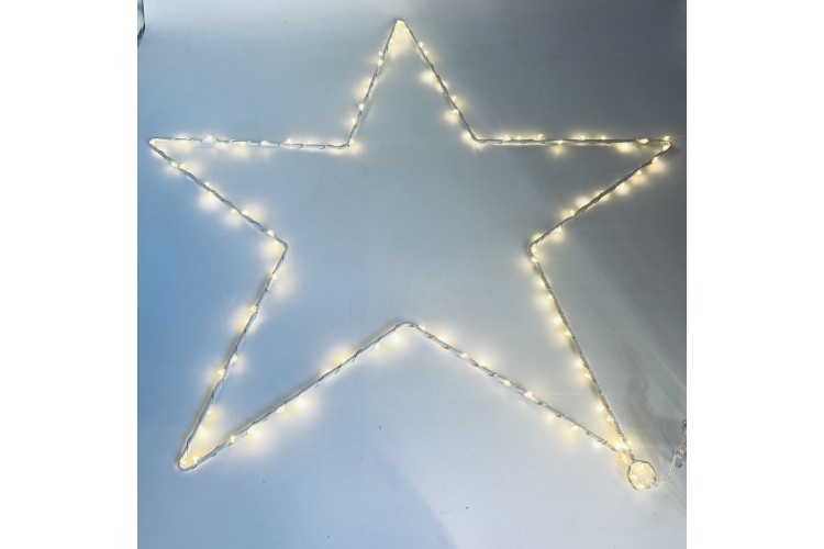 MICRO LED METAL STAR d50CM 100LED WHITE/SILVER STEADY WARM WHITE IP20 3AA LSa100