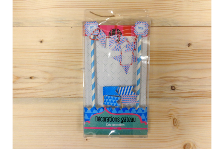 Cake Topper Βlue Flags 1403B