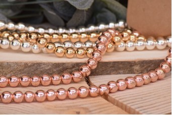 Χάντρα Αιματίτη Στρογγυλή Pink Gold 8mm 52τεμ. BD3345-11