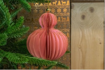 Χριστουγεννιάτικη Μπάλα Ροζ Glitter 14.5cm CD19-4022-2