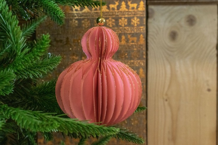Χριστουγεννιάτικη Μπάλα Ροζ Glitter 14.5cm CD19-4022-2