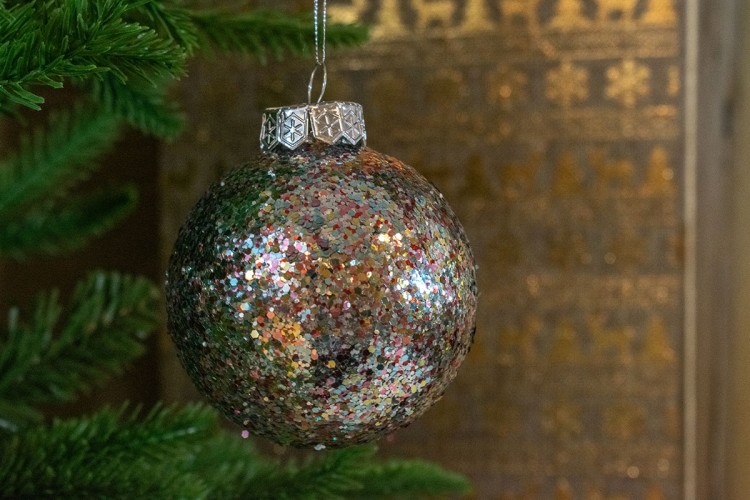 Χριστουγεννιάτικη Μπάλα Πολύχρωμη Χρυσόσκονη 8cm CD19-4131-5