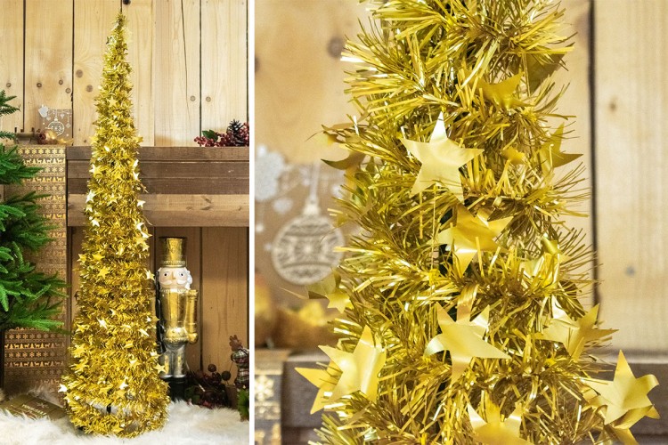 Δέντρο Tinsel Αστεράκια 150cm Χρυσό CD-6701-4
