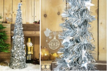 Δέντρο Tinsel Αστεράκια 150cm Ασημένιο CD-6701-5