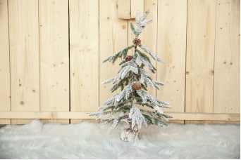 Επιτραπέζιο Χιονισμένο Δέντρο με Τσουβαλάκι 74cm CD19-4632-F505