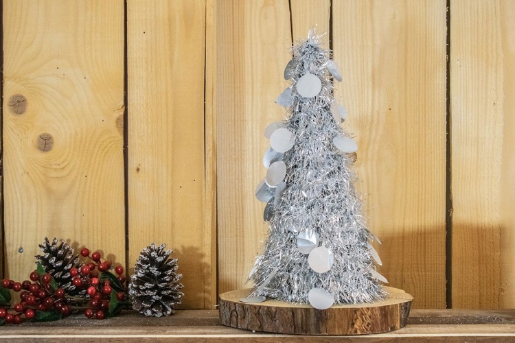 Δέντρο Tinsel Κυκλάκια 48cm Ασημένιο CD38-6655-5 Δέντρο Tinsel Κυκλάκια 48cm Ασημένιο CD38-6655-5