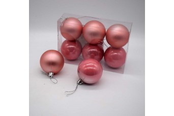 6τεμ Χριστουγεννιάτικες Μπάλες 6cm Blush Pink CD21-0606-37