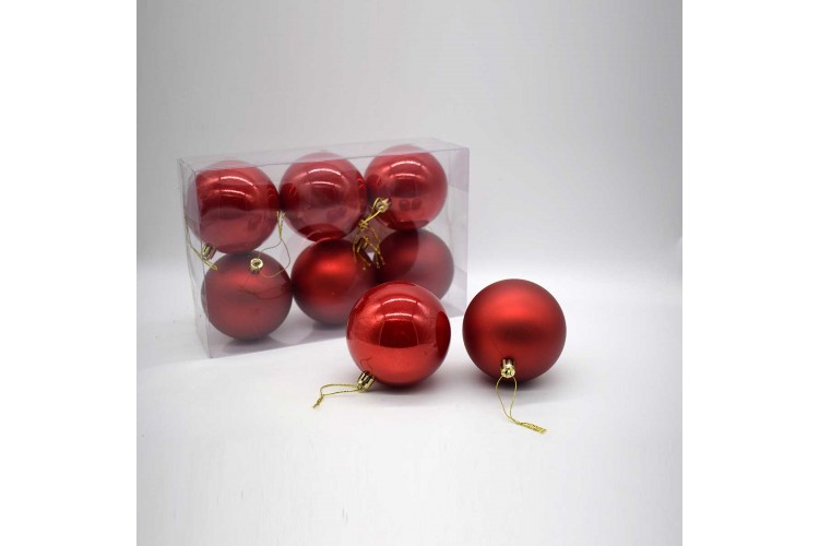 6τεμ Χριστουγεννιάτικες Μπάλες 8cm Christmas Red CD21-0806-04