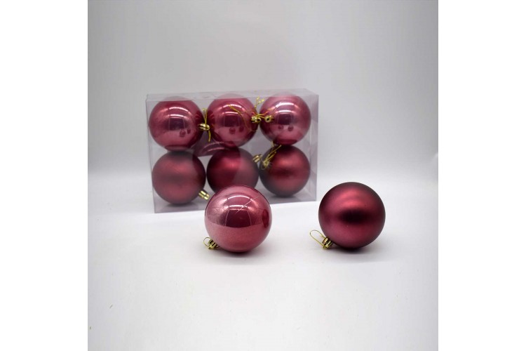 6τεμ Χριστουγεννιάτικες Μπάλες 8cm Velvet Pink CD21-0806-32