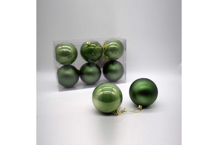 6τεμ Χριστουγεννιάτικες Μπάλες 8cm Pine Green CD21-0806-40