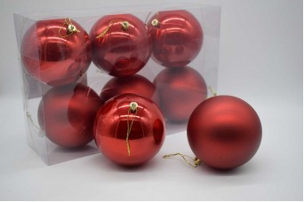 6τεμ Χριστουγεννιάτικες Μπάλες 10cm Christmas Red CD21-1006-04