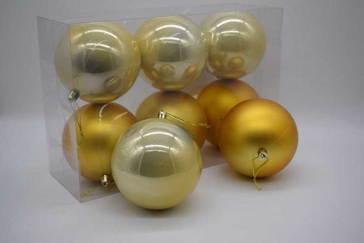 6τεμ Χριστουγεννιάτικες Μπάλες 10cm Light Gold CD21-1006-15