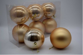 6τεμ Χριστουγεννιάτικες Μπάλες 10cm Champagne CD21-1006-16