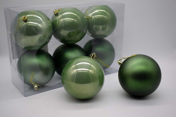 6τεμ Χριστουγεννιάτικες Μπάλες 10cm Pine Green CD21-1006-40