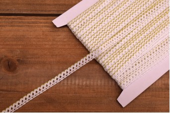 Δαντέλα Βαμβακερή Χρυσή Λεπτομέρια 7mm x 20yd LC0404