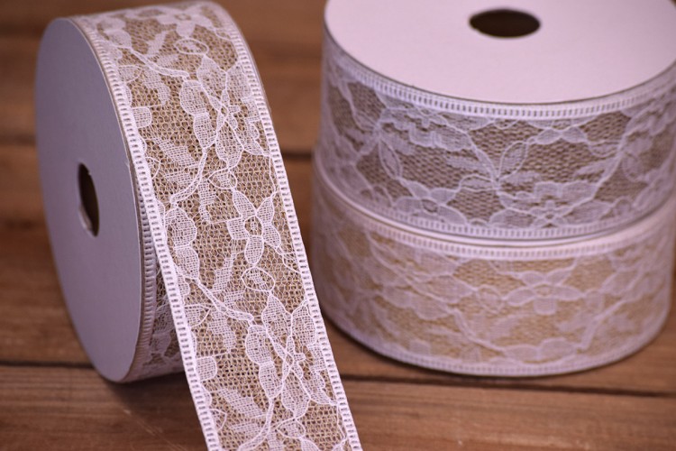 Κορδέλα Λινατσα-Δαντέλα Λευκή 40mm x 9m RB0094-1