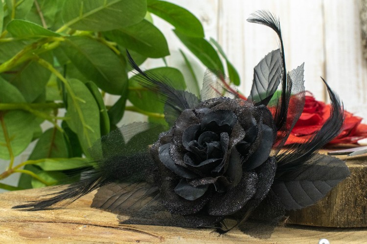 Τριαντάφυλλο με Φτερά 14cm Μαύρο FI-8221-1