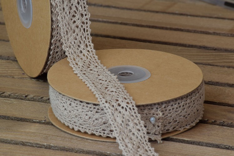 Δαντέλα Βαμβακερή Ρόμβοι 23mm x 10yd Μπεζ LC101107-23-1012