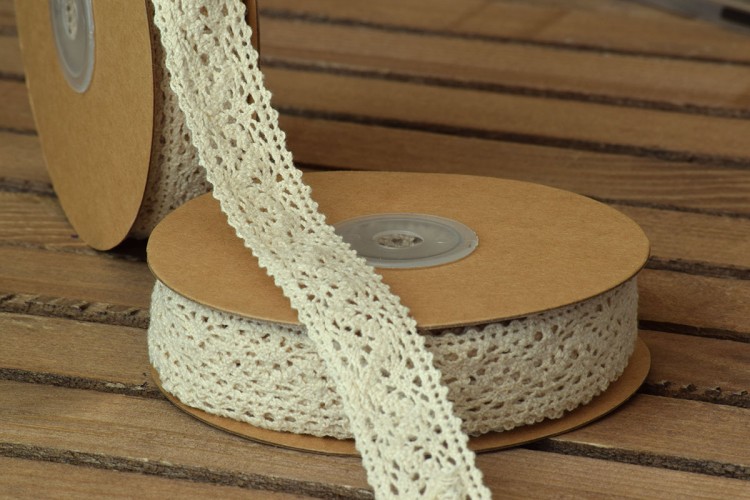 Δαντέλα Βαμβακερή Ρόμβοι 23mm x 10yd Εκρού LC101107-23-2