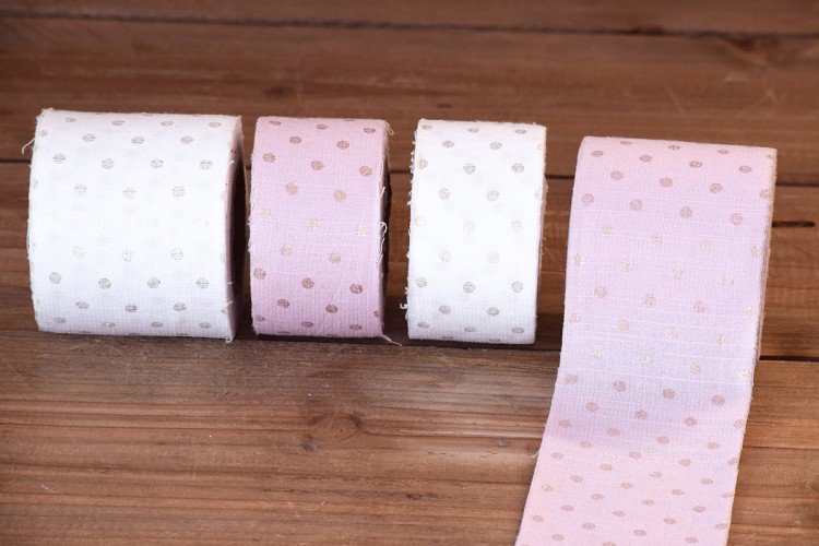 Κορδέλα Χρυσό Πουά Ροζ 60mm x 10yd RB6-180857-2