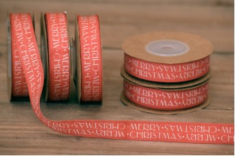 Κορδέλα Merry Christmas Κόκκινη 15mm x 10yd RB0703-4