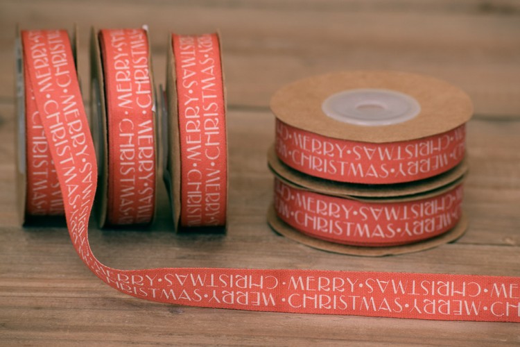 Κορδέλα Merry Christmas Κόκκινη 15mm x 10yd RB0703-4