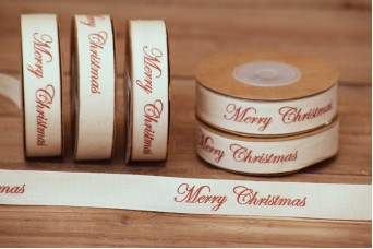 Κορδέλα Merry Christmas Καλλιγραφικό Κόκκινο 15mm x 10yd RB0704-6