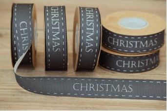 Κορδέλα Merry Christmas Μαύρη 20mm x 10yd RB0708-6