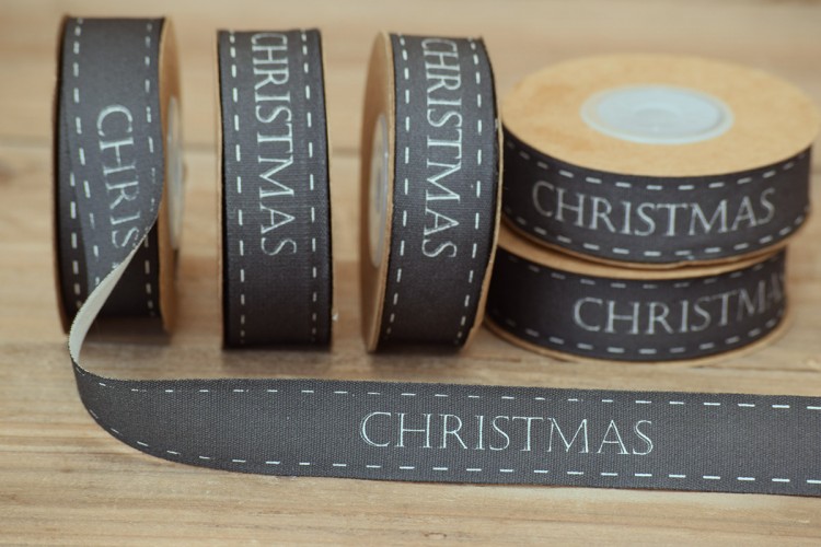 Κορδέλα Merry Christmas Μαύρη 20mm x 10yd RB0708-6