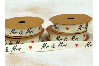 Κορδέλα Mr & Mrs 15mm x 10yd R4770-1