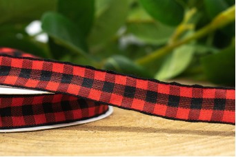 Κορδέλα Καρώ 12mm x 20y Κόκκινο Μαύρο RB-8942-2