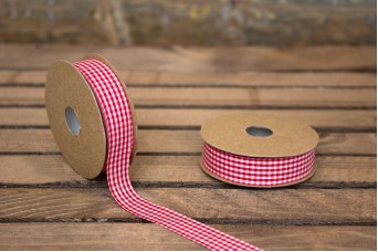 Κορδέλα Υφασμάτινη Καρώ 15mm x 10yd Κόκκινη RB3190-1.5-3