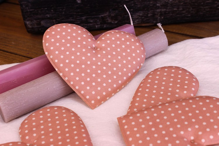 Υφασμάτινη Καρδιά Ροζ 12cm 5τεμ. UHR12-1310-1