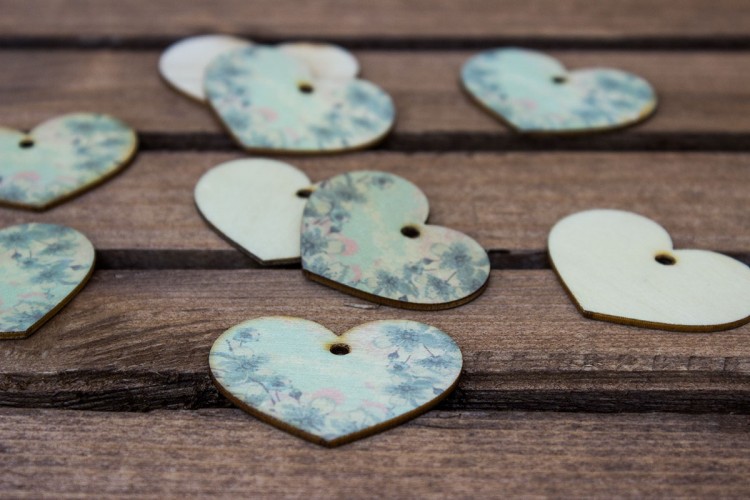 Ξύλινο Καρτελάκι Vintage Floral Καρδιά 10τεμ. WI4585H