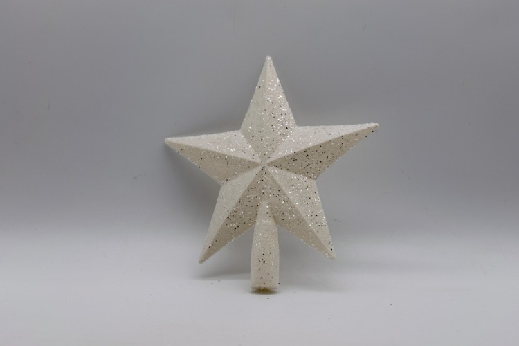 Κορυφή Δέντρου Αστέρι 20cm Glitter Λευκό