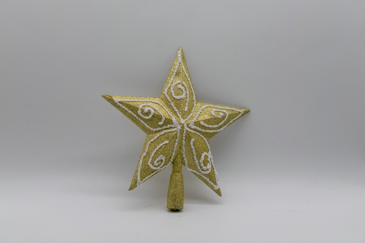 Κορυφή Δέντρου Αστέρι 25cm Glitter Χρυσό/Σχέδιο