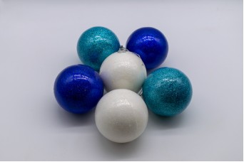 Πακέτο S/6 Χρ. Μπάλες 8cm Pearl Powder White/Blue