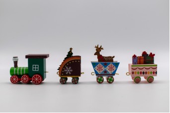 Ξύλινο Τρενάκι Χριστουγεννιάτικο/Δώρα 20x6cm